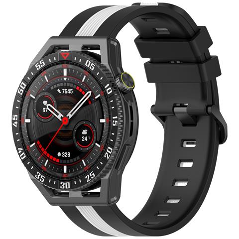 Cinturino In Silicone Da 20 Mm Per Huawei Watch Gt3 Se Black+white - Foto 3