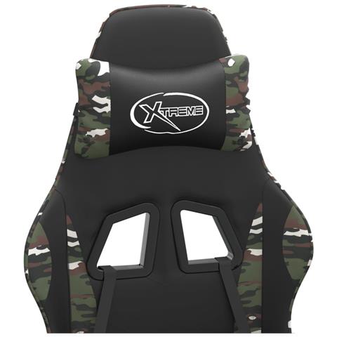 Sedia da Gaming Girevole Poggiapiedi Nero e Mimetico Similpelle - Foto 10