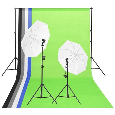 Kit di Illuminazione da Studio con Fondali e Ombrelli - Foto 1
