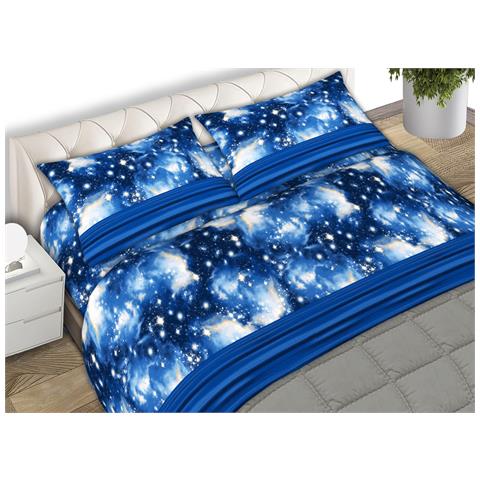 Completo Lenzuola Letto 100% Cotone Made Italy Disegno Universe Cn Piazza E Mezza Universe - Foto 1