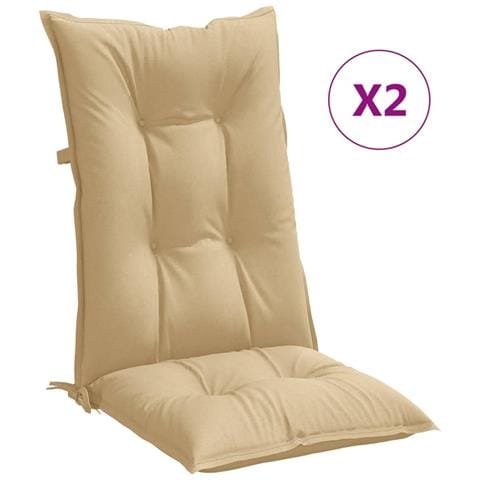 Cuscini Sedia Schiena Alta 2 Beige Mélange 120x50x7 Tessuto - Foto 2