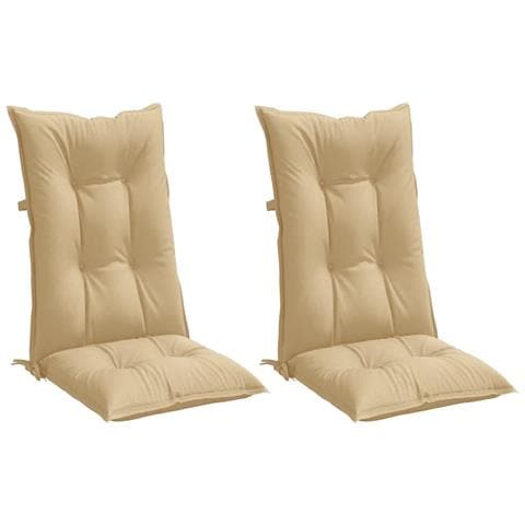 Cuscini Sedia Schiena Alta 2 Beige Mélange 120x50x7 Tessuto - Foto 3