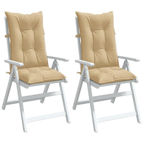 Cuscini Sedia Schiena Alta 2 Beige Mélange 120x50x7 Tessuto - Foto 1