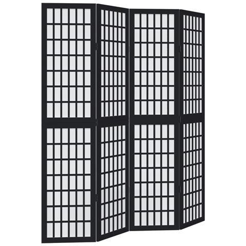 Divisorio Ambienti 4 Pannelli Nero Legno Massello Di Paulownia - Foto 2