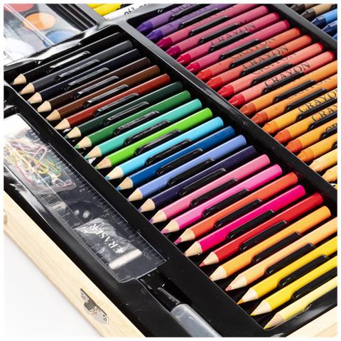 Valigetta In Legno Belle Arti Completa Di Pittura E Disegno 180 Pezzi Oli, Acquerelli, Cere, Pennarelli, Pastelli E Matite Con Accessori. - Foto 6