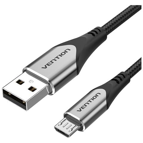 COAHD cavo USB USB 2.0 0,5 m USB A Micro-USB B Alluminio, Nero - Foto 1
