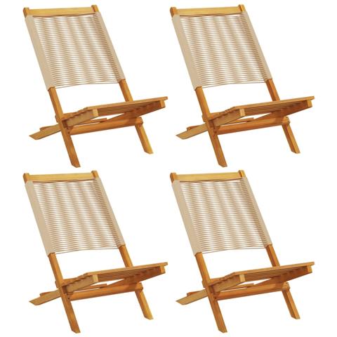 Sedie Da Giardino Pieghevoli 4pz Beige Legno Massello Di Acacia - Foto 2