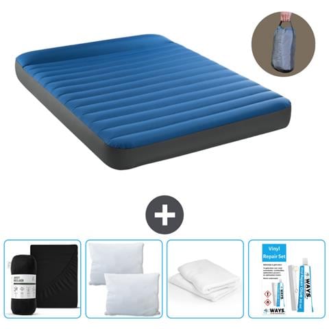 Set Materassino Gonfiabile - 203x152x22 Cm - Blu - Include Accessori Coordinati Cb17 - Foto 1