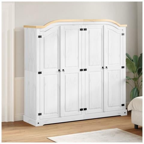 Lusso Casadino -  Armadio Corona Bianco 194x52x186 Cm In Legno Massello Di Pino - Foto 8