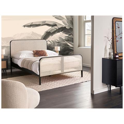 Letto Legno Di Pino Gonfaron 140 X 200 Cm Nero - Foto 1