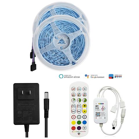 Striscia Led Rgb 30m Kit Wifi 24-tasti Con Controller Tuya, App & Controllo Vocale, Alim. 12v, 30 Led/m, Bianco, Compatibile Google E Alexa 20 Metri - Foto 1