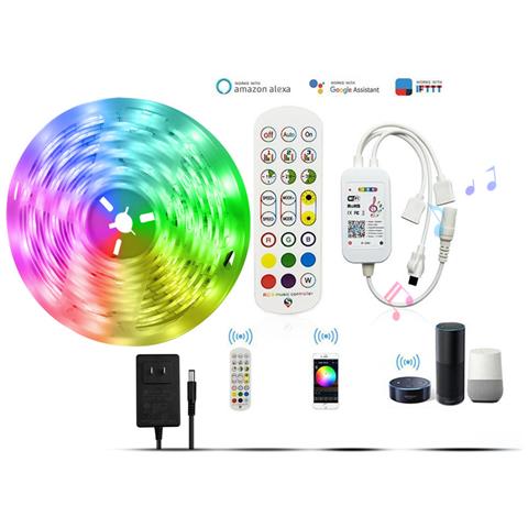 Striscia Led Rgb 30m Kit Wifi 24-tasti Con Controller Tuya, App & Controllo Vocale, Alim. 12v, 30 Led/m, Bianco, Compatibile Google E Alexa 20 Metri - Foto 6