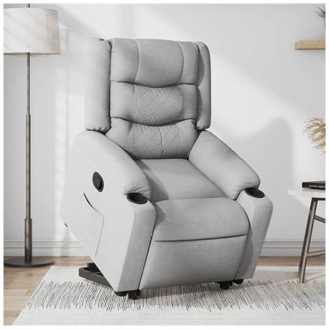Poltrona Alzapersona Reclinabile Grigio Chiaro in Tessuto - Foto 2