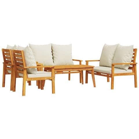 Set Salotto da Giardino 5 pz con Cuscini Legno Massello Acacia - Foto 1
