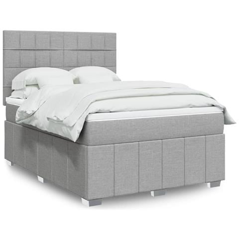 Giroletto a Molle con Materasso Grigio Chiaro 140x200cm Tessuto - Foto 2