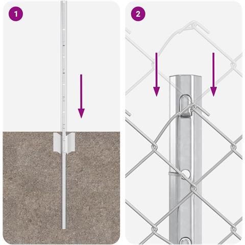 Recinzione a Maglia Metallica con 10 Pali U Argento 0.4x10 m Acciaio - Foto 9