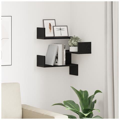 Mensola Angolare  Nera Rovere 40x40x49,5 cm in Legno Ingegnerizzato - Foto 2