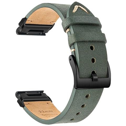 Cinturino In Pelle Premium Compatibile Con Garmin Fenix 8/7x / 3 - Elegante Cinturino Di Ricambio Green 26 Millimetri - Foto 1