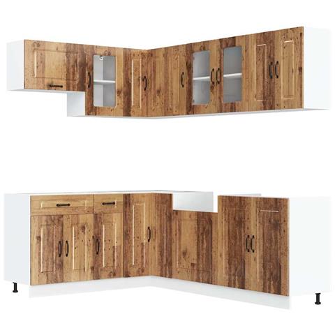 Set Mobili da Cucina 11 pz Kalmar Legno Vecchio in Truciolato - Foto 1