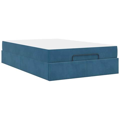 Struttura del letto con materasso Blu 140 x 190 cm Velluto - Foto 9