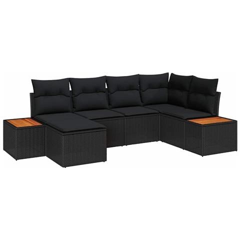 Set Divano da Giardino 6 pcs Nero 264 x 154 x 85 cm Poly Rattan - Foto 1