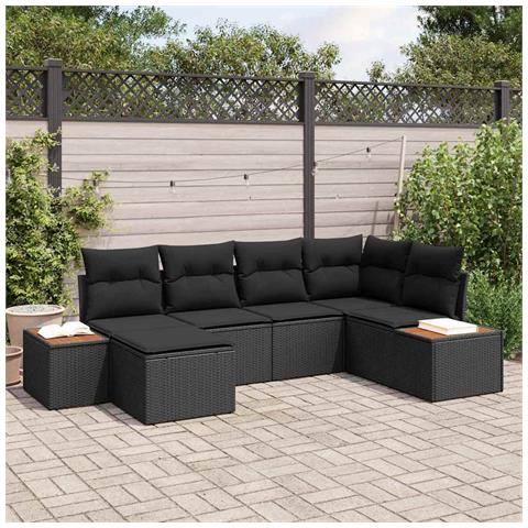 Set Divano da Giardino 6 pcs Nero 264 x 154 x 85 cm Poly Rattan - Foto 2