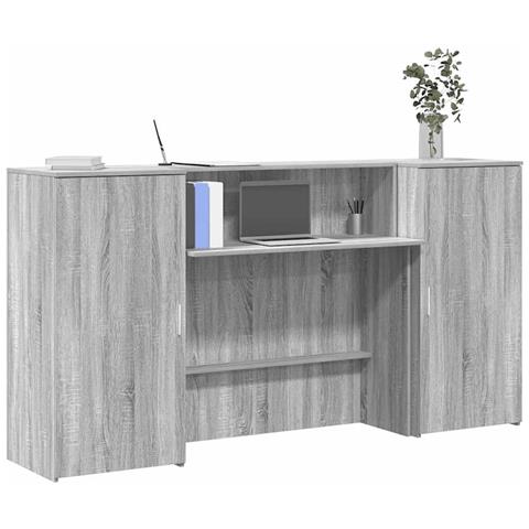 Banco Reception Grigio Sonoma 200x50x103,5 cm Legno Multistrato - Foto 2
