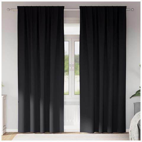 Tende con tende 2 pcs Nero 225x140cm Poliestere - Foto 2