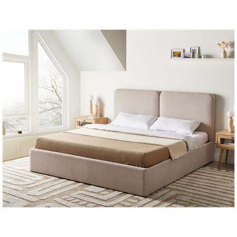Letto Contenitore Tessuto Arbois 180 X 200 Cm Beige - Foto 1