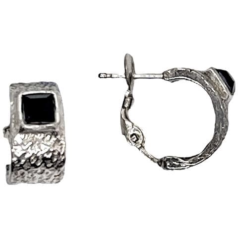 Orecchino A Cerchio In Argento 10µ Con Sw Nero 4x4 - Foto 1