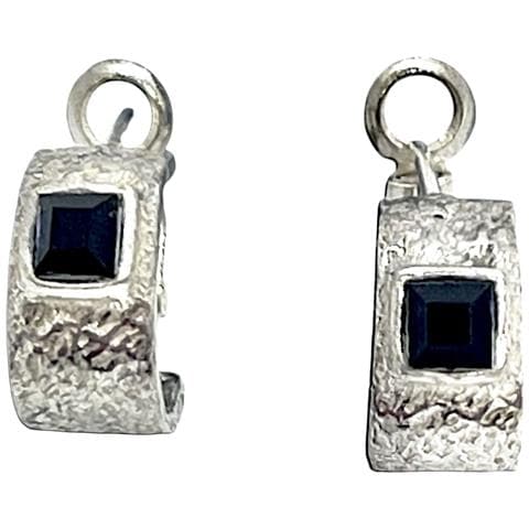 Orecchino A Cerchio In Argento 10µ Con Sw Nero 4x4 - Foto 2