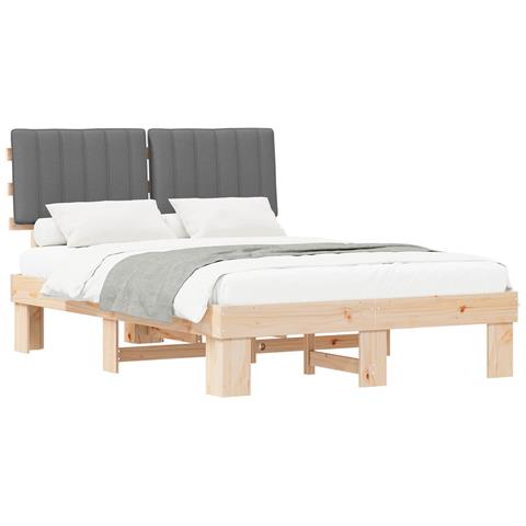 Letto con Testiera Rivestita Grigio chiaro 135 x 190 cm - Foto 1