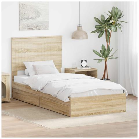 Letto con Contenitore con testiera Rovere Sonoma 90 x 200 cm - Foto 2
