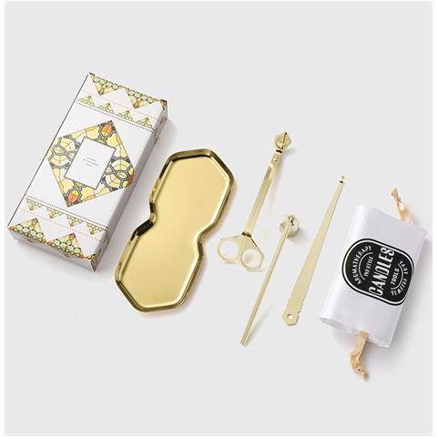 Set Di 4 Utensili Per Candele Aromaterapiche: Vassoio, Taglia Stoppino, Spegni Candela E Mestolo Gold - Foto 2