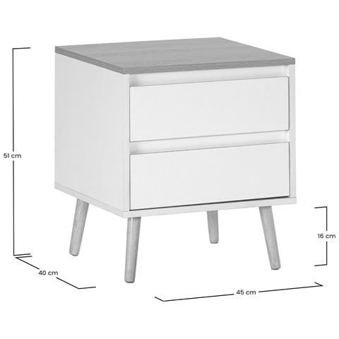 Comodino Desi 2 Cassetti Colore Bianco - Foto 7
