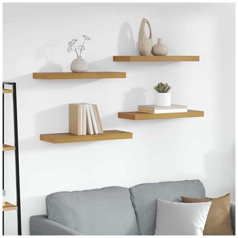 Scaffale da parete 4 pcs Beige 50 x 23 x 4 cm Legno multistrato - Foto 2