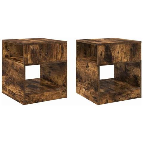 Tavolino 2 pcs Rovere fumé 40,5 x 40 x 45 cm Legno multistrato - Foto 1