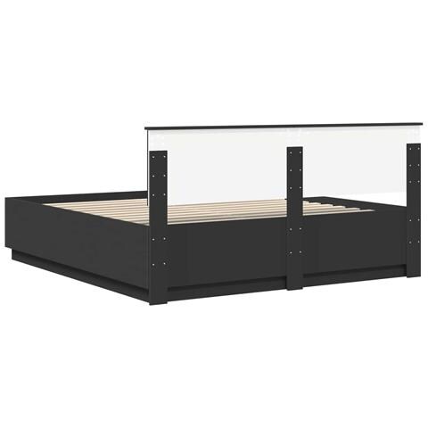 Struttura del letto Nero 200 x 200 cm Legno multistrato - Foto 9