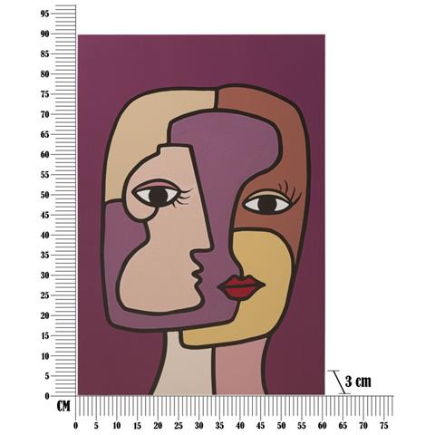 Stampa Dipinta Faces New A Doppio Volto Cubista Su Fondo Viola 60x90 Cm - Foto 6