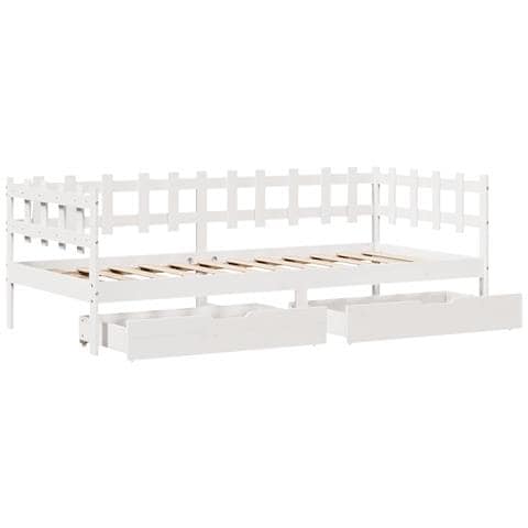 Dormeuse con Cassetti Bianco 90x200 cm Legno Massello di Pino - Foto 9