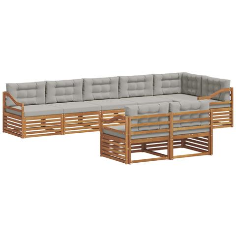 Set di divani da esterno 8 pcs Grigio Naturale e Chiaro - Foto 1