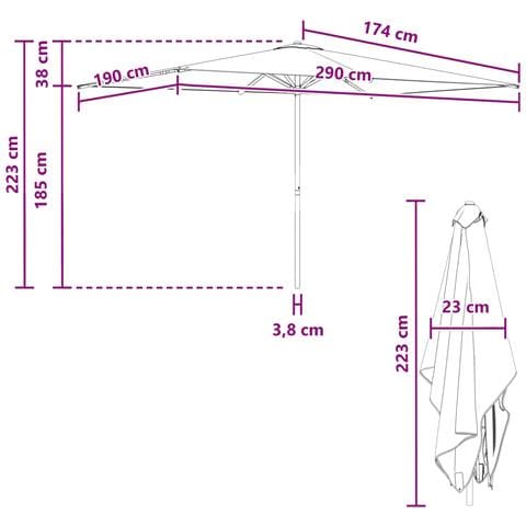 Ombrello da giardino 200 x 300 cm Poliestere Rettangolare - Foto 7