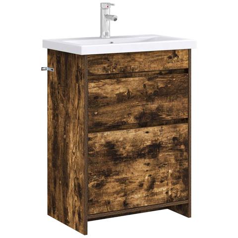 Mobiletto da Bagno Sotto Lavabo Rovere Fumo 56 x 37,5 x 81 cm - Foto 2