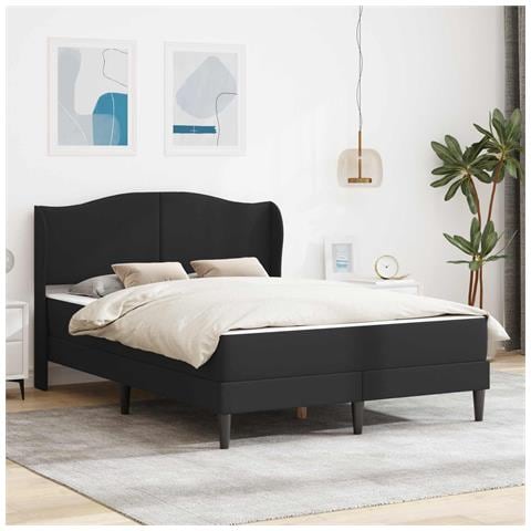 Struttura del letto con testiera Nero 140 x 190 cm Similpelle - Foto 2