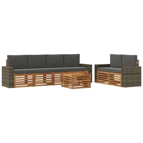 Set di divani da esterno con cuscino 7 pcs Naturale e Antracite - Foto 1
