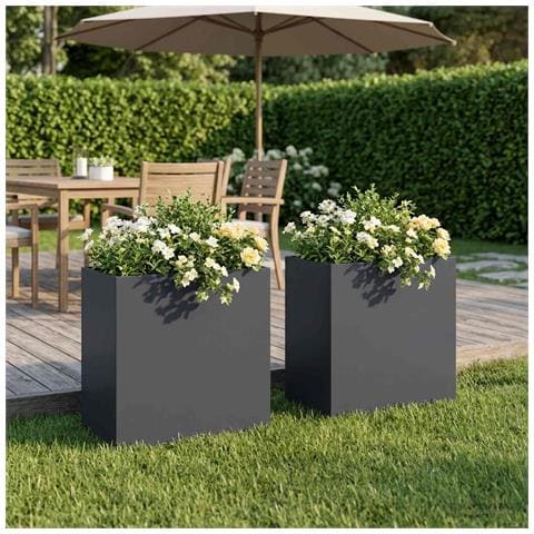 Vaso da giardino 2 pz Antracite 50 x 30 x 50 cm - Foto 2