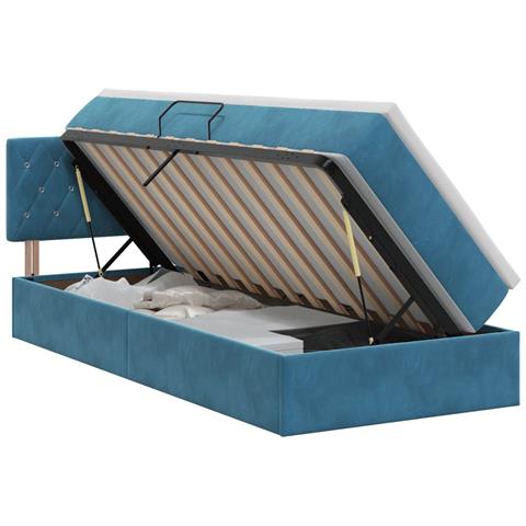 Letto con Contenitore Blu Scuro 100 x 200 cm Velluto - Foto 1