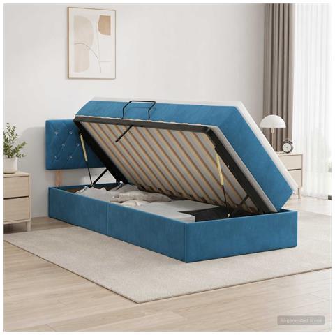 Letto con Contenitore Blu Scuro 100 x 200 cm Velluto - Foto 2