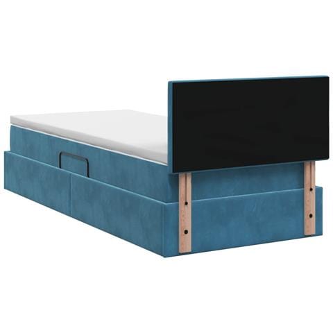 Letto con Contenitore Blu Scuro 100 x 200 cm Velluto - Foto 9