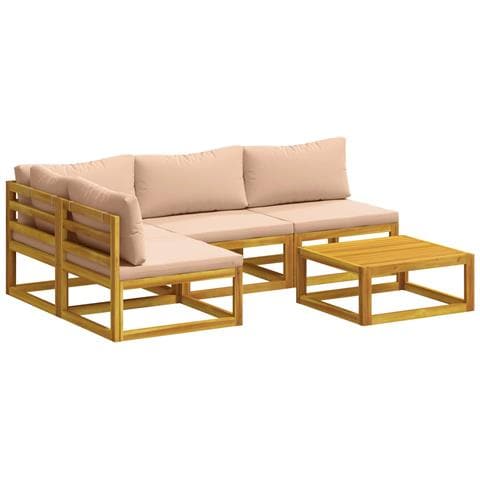 Set di divani 5 pz Naturale Legno di Acacia Massello - Foto 1